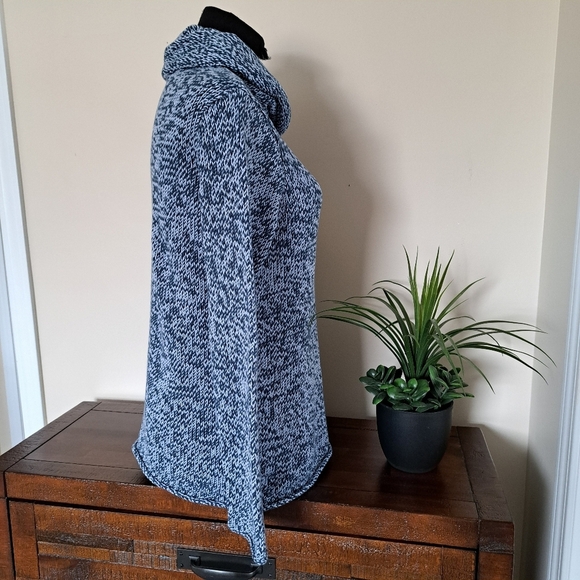 Calvin Klein Jeans Blue Sweater Chunky Knit Size Small Funnel Neck Long Sleeve - Picture 4 of 10